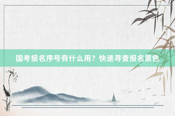 国考报名序号有什么用？快速寻查报名景色
