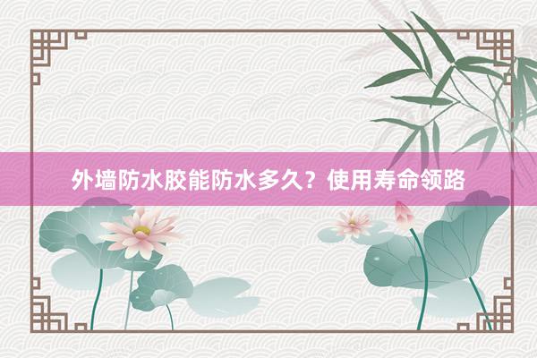 外墙防水胶能防水多久？使用寿命领路