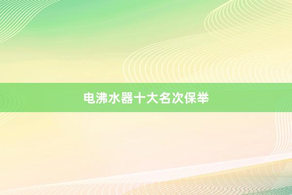 电沸水器十大名次保举