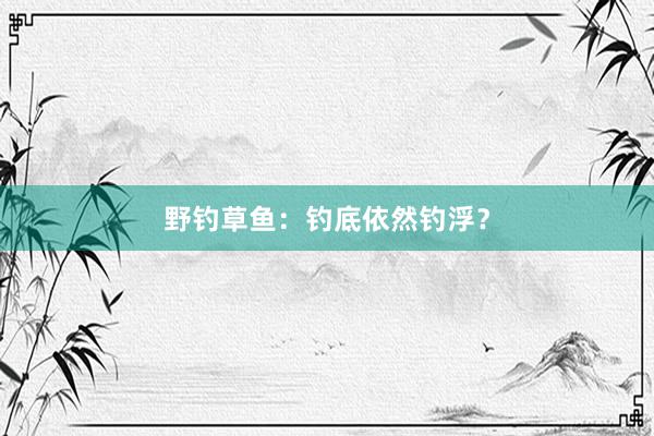 野钓草鱼：钓底依然钓浮？